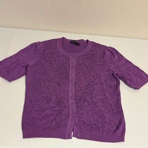 Jones New York short sleeve Purple Cardigan Sweater